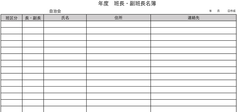 自治会を想定した名簿