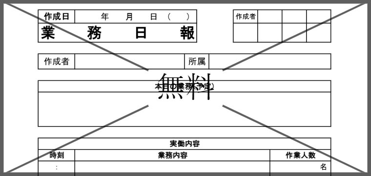 業務日報の無料テンプレートをダウンロード