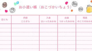 お小遣い帳のテンプレート