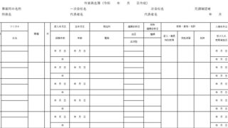 作業員名簿のテンプレート
